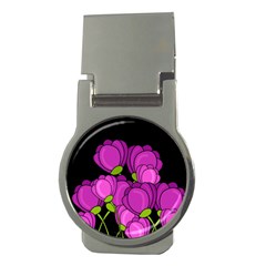 Purple Tulips Money Clips (round) 