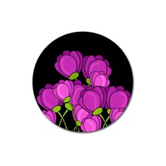 Purple Tulips Magnet 3  (round)