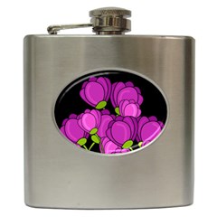 Purple Tulips Hip Flask (6 Oz)