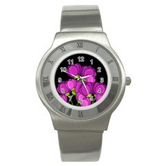 Purple Tulips Stainless Steel Watch by Valentinaart