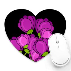 Purple Tulips Heart Mousepads