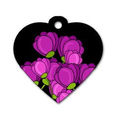 Purple Tulips Dog Tag Heart (two Sides) by Valentinaart