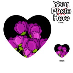 Purple Tulips Multi-purpose Cards (heart)  by Valentinaart