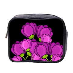 Purple Tulips Mini Toiletries Bag 2-side