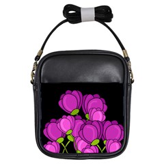 Purple Tulips Girls Sling Bags