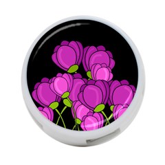 Purple Tulips 4-port Usb Hub (one Side) by Valentinaart