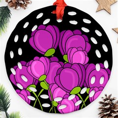 Purple Tulips Round Filigree Ornament (2side)