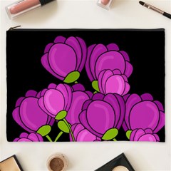 Purple Tulips Cosmetic Bag (xxxl)  by Valentinaart