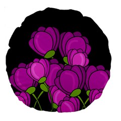 Purple Tulips Large 18  Premium Round Cushions