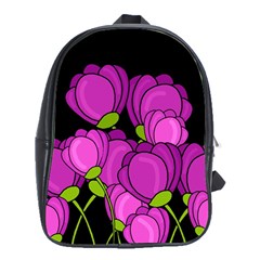 Purple Tulips School Bags (xl)  by Valentinaart