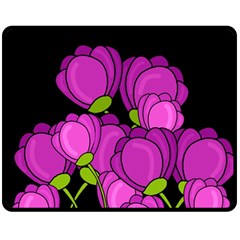 Purple Tulips Double Sided Fleece Blanket (medium) 