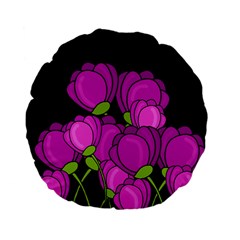 Purple Tulips Standard 15  Premium Flano Round Cushions