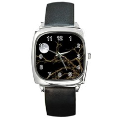 Nature Dark Scene Square Metal Watch