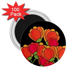 Orange Tulips 2 25  Magnets (100 Pack) 