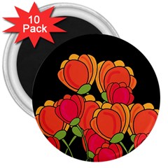 Orange Tulips 3  Magnets (10 Pack)  by Valentinaart