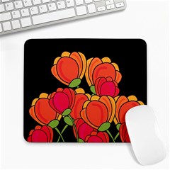 Orange Tulips Large Mousepads by Valentinaart