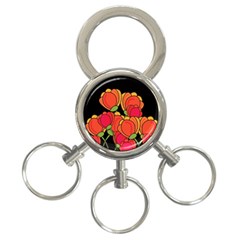 Orange Tulips 3-ring Key Chains