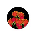 Orange tulips Rubber Coaster (Round)  Front