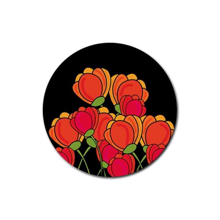 Orange tulips Rubber Coaster (Round) 