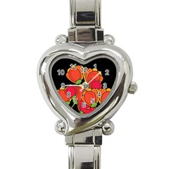 Orange Tulips Heart Italian Charm Watch by Valentinaart