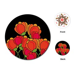 Orange Tulips Playing Cards (round)  by Valentinaart