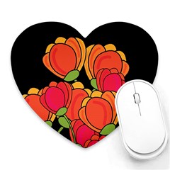 Orange Tulips Heart Mousepads by Valentinaart