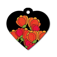 Orange Tulips Dog Tag Heart (one Side) by Valentinaart