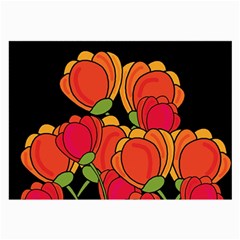 Orange Tulips Large Glasses Cloth (2-side) by Valentinaart