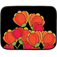 Orange Tulips Fleece Blanket (mini) by Valentinaart