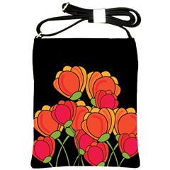 Orange Tulips Shoulder Sling Bags by Valentinaart