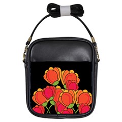 Orange Tulips Girls Sling Bags by Valentinaart