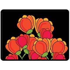 Orange Tulips Fleece Blanket (large)  by Valentinaart