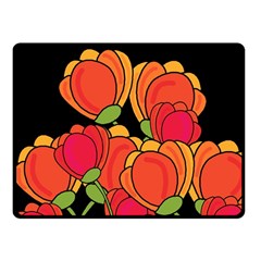 Orange Tulips Fleece Blanket (small) by Valentinaart