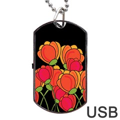 Orange Tulips Dog Tag Usb Flash (two Sides) 