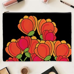 Orange Tulips Cosmetic Bag (xxxl)  by Valentinaart