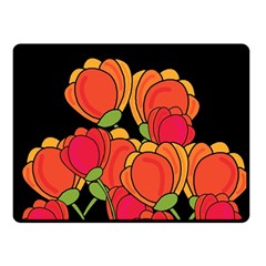 Orange Tulips Double Sided Fleece Blanket (small)  by Valentinaart