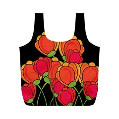 Orange Tulips Full Print Recycle Bags (m)  by Valentinaart