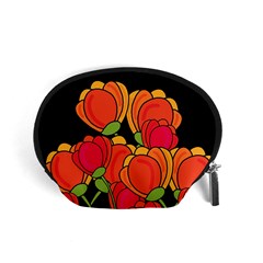 Orange Tulips Accessory Pouches (small)  by Valentinaart