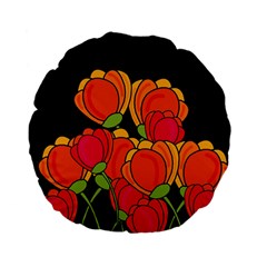 Orange Tulips Standard 15  Premium Flano Round Cushions