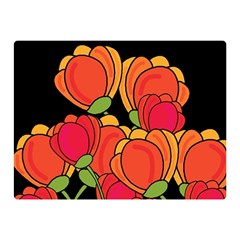 Orange Tulips Double Sided Flano Blanket (mini)  by Valentinaart