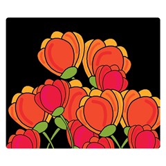 Orange Tulips Double Sided Flano Blanket (small)  by Valentinaart