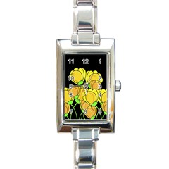 Yellow Tulips Rectangle Italian Charm Watch