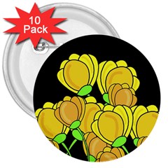 Yellow Tulips 3  Buttons (10 Pack)  by Valentinaart