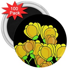 Yellow Tulips 3  Magnets (100 Pack)