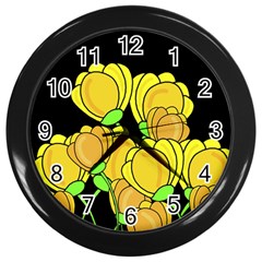 Yellow Tulips Wall Clocks (black)