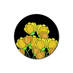 Yellow Tulips Rubber Round Coaster (4 Pack)  by Valentinaart