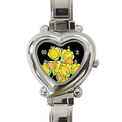 Yellow Tulips Heart Italian Charm Watch by Valentinaart