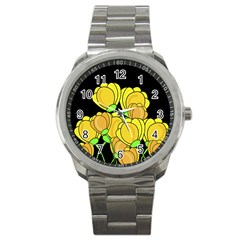 Yellow Tulips Sport Metal Watch