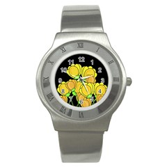 Yellow Tulips Stainless Steel Watch