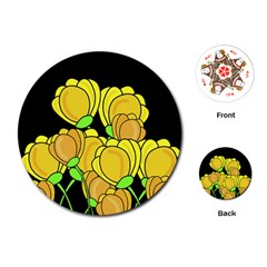 Yellow Tulips Playing Cards (round)  by Valentinaart